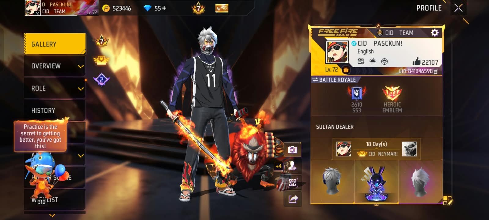 Free Fire Level 72 Heroic Account | CID Paskun!
